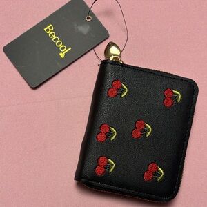 BE COOL Black Card Holder with Cherry Design
